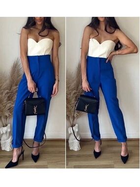 Zara high waisted slim fit pants cropped in Royal Blue size XS